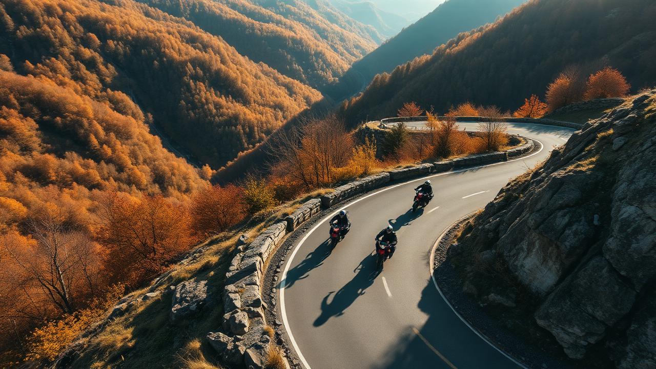 Motards en sortie sur une route de montagne des Vosges